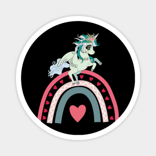 Valentines Day Unicorn Rainbow Heart Magnet